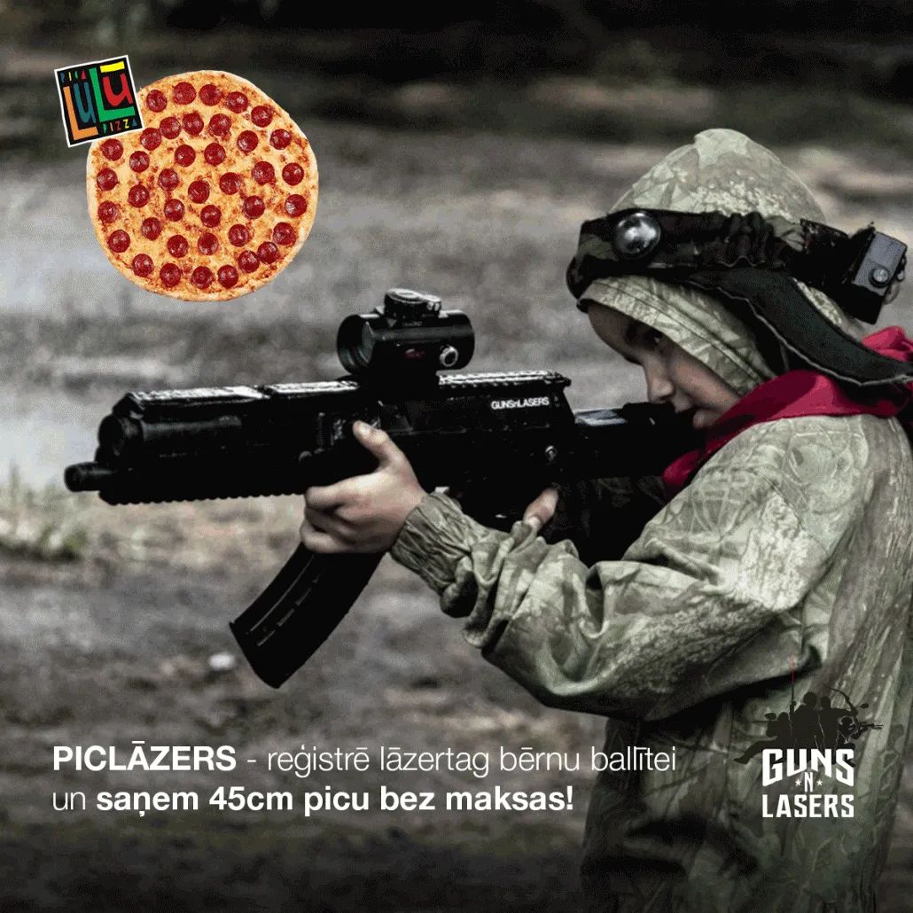 GUNSnLASERS un LULU picas piedāvājums lāzertaga ballītei