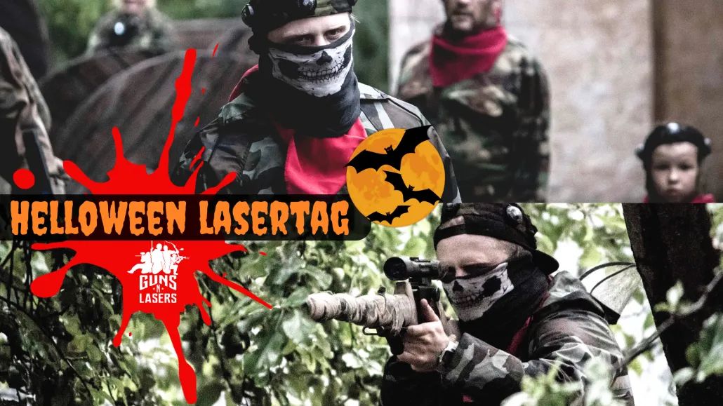 Helovīna atvērtās lāzertaga spēles piedāvājums GUNSnLASERS