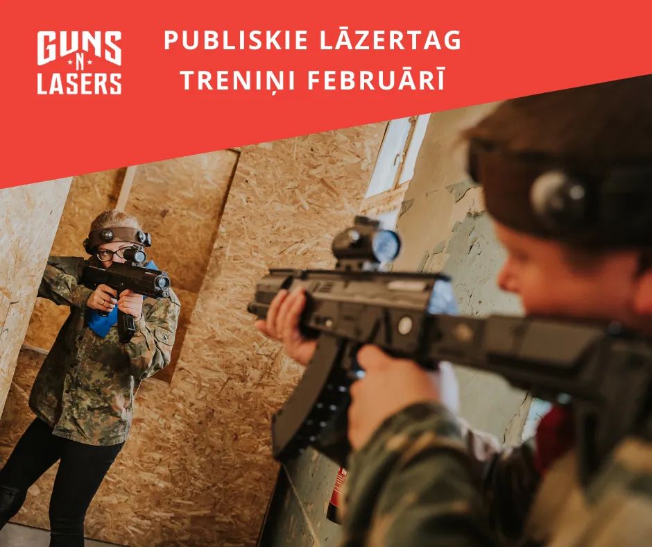 GUNSnLASERS publisko lāzertaga treniņu piedāvājums februārī