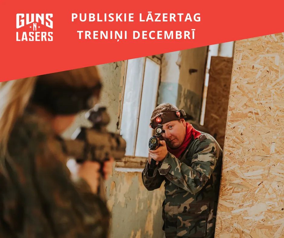 GUNSnLASERS publisko lāzertaga treniņu piedāvājums decembrī