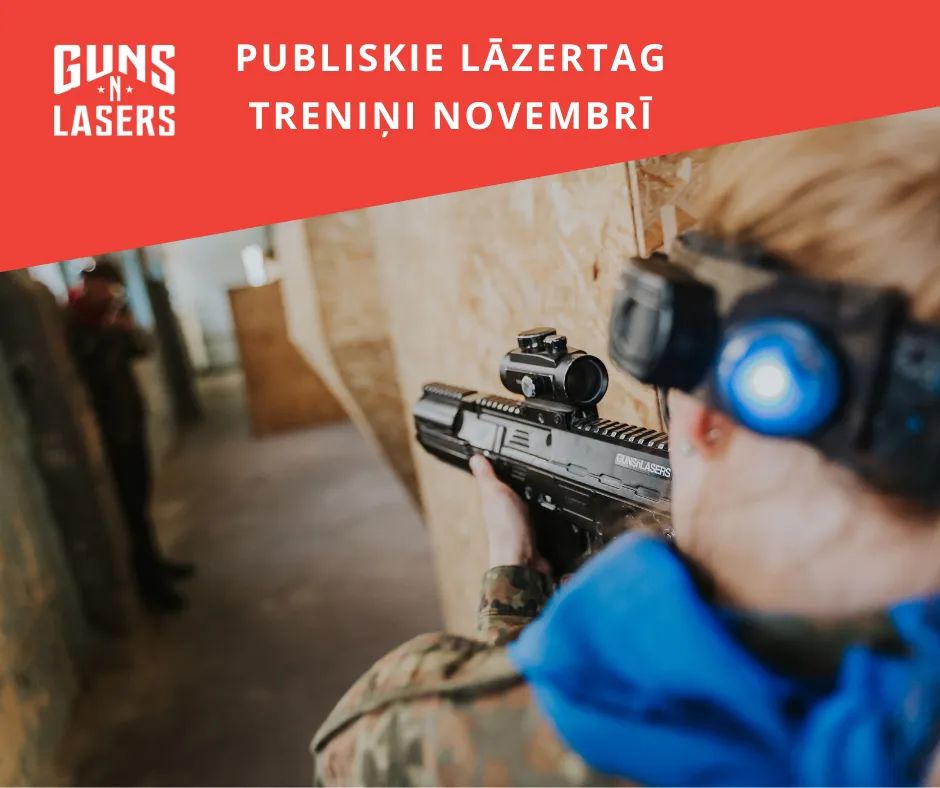 GUNSnLASERS publisko lāzertaga treniņu piedāvājums novembrī