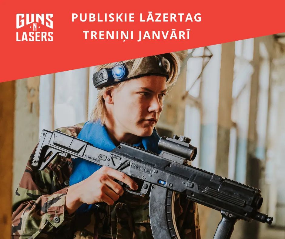Jaunietis ar lāzertaga ieroci publiskā treniņa laikā